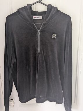 Fila Women's Black Velour Quarter-Zip Hoodie